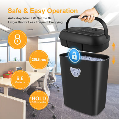 কালো 25L কাগজ shredder মেশিন ভারী দায়িত্ব এবং অফিসের জন্য ক্রস কাটা CD228P-12 shred CD ক্রেডিট কার্ড