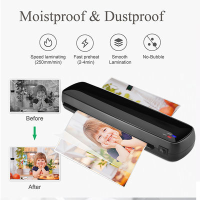 কালো A3 ল্যামিনেটর মেশিন 110V-220V ভোল্টেজ এবং 236mm ল্যামিনেটর প্রস্থ